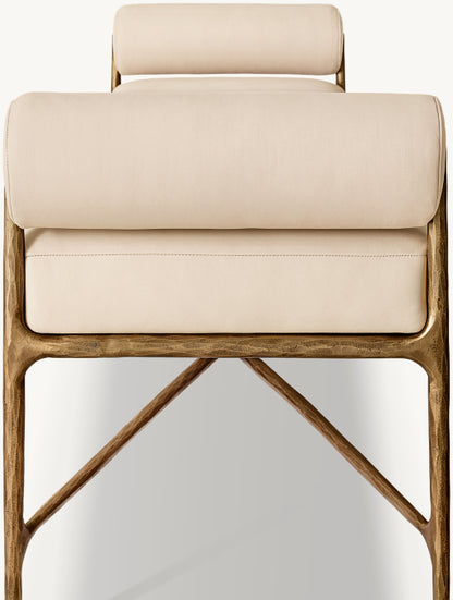 Thaddeus Leather Double Bolster End-of-Bed Bench