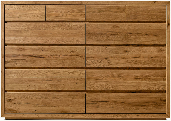 Reclaimed Oak Thin Frame 12-Drawer Dresser