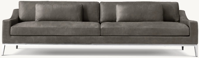 Italia Leather Slope Arm Sofa - Metal Base