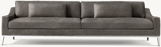 Italia Leather Slope Arm Sofa - Metal Base