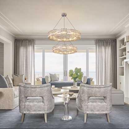 Dina Halo Crystal Multi-Tier Ring Chandelier