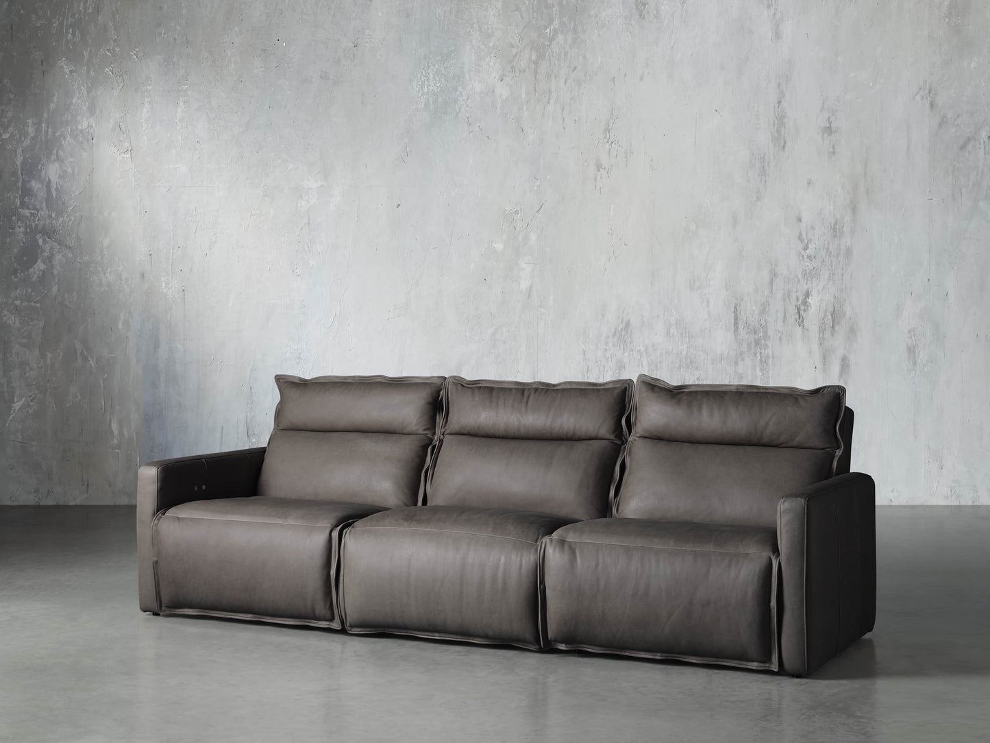 Rowland Leather Three-Piece Motion Modular Sofa