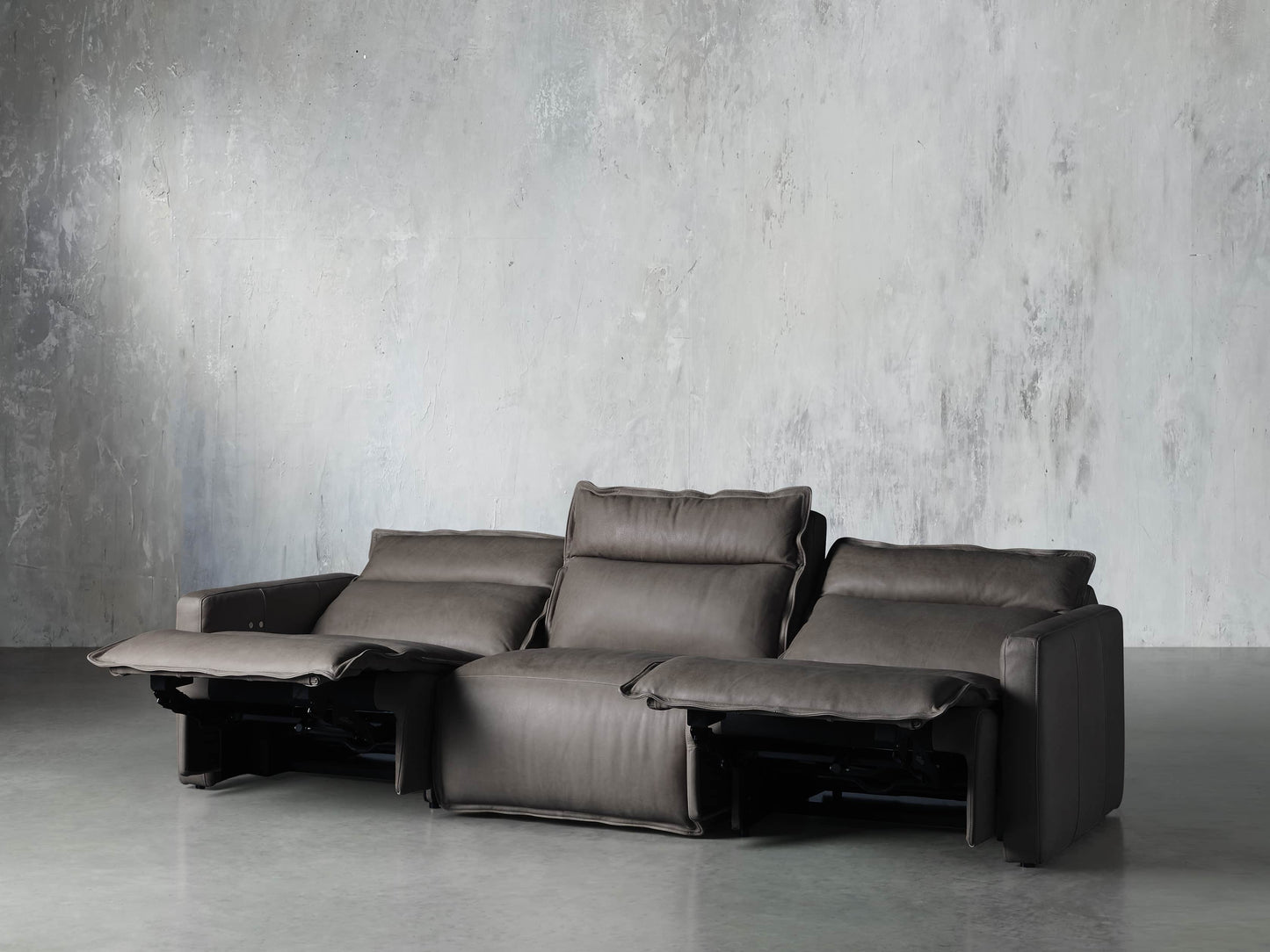 Rowland Leather Three-Piece Motion Modular Sofa