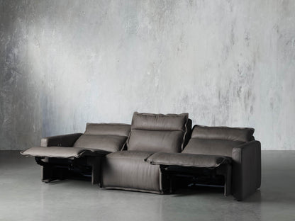 Rowland Leather Three-Piece Motion Modular Sofa