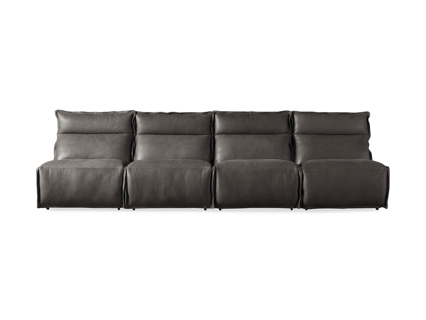 Rowland Leather Four-Piece Armless Motion Modular Sofa