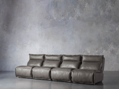 Rowland Leather Four-Piece Armless Motion Modular Sofa