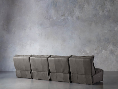 Rowland Leather Four-Piece Armless Motion Modular Sofa