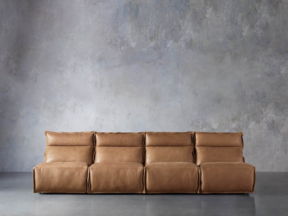 Rowland Leather Four-Piece Armless Motion Modular Sofa