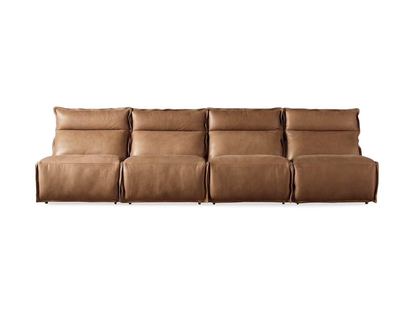 Rowland Leather Four-Piece Armless Motion Modular Sofa