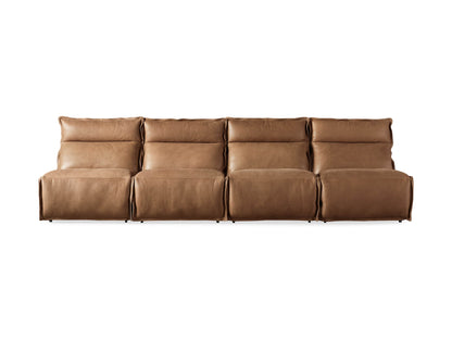 Rowland Leather Four-Piece Armless Motion Modular Sofa