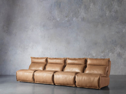 Rowland Leather Four-Piece Armless Motion Modular Sofa