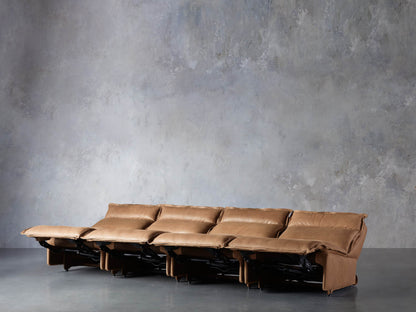Rowland Leather Four-Piece Armless Motion Modular Sofa