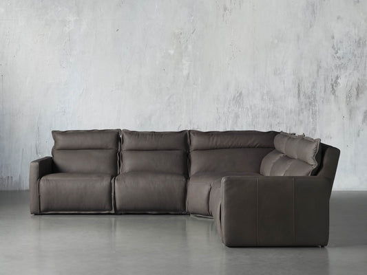 Rowland Leather Five-Piece Motion Corner Sectional
