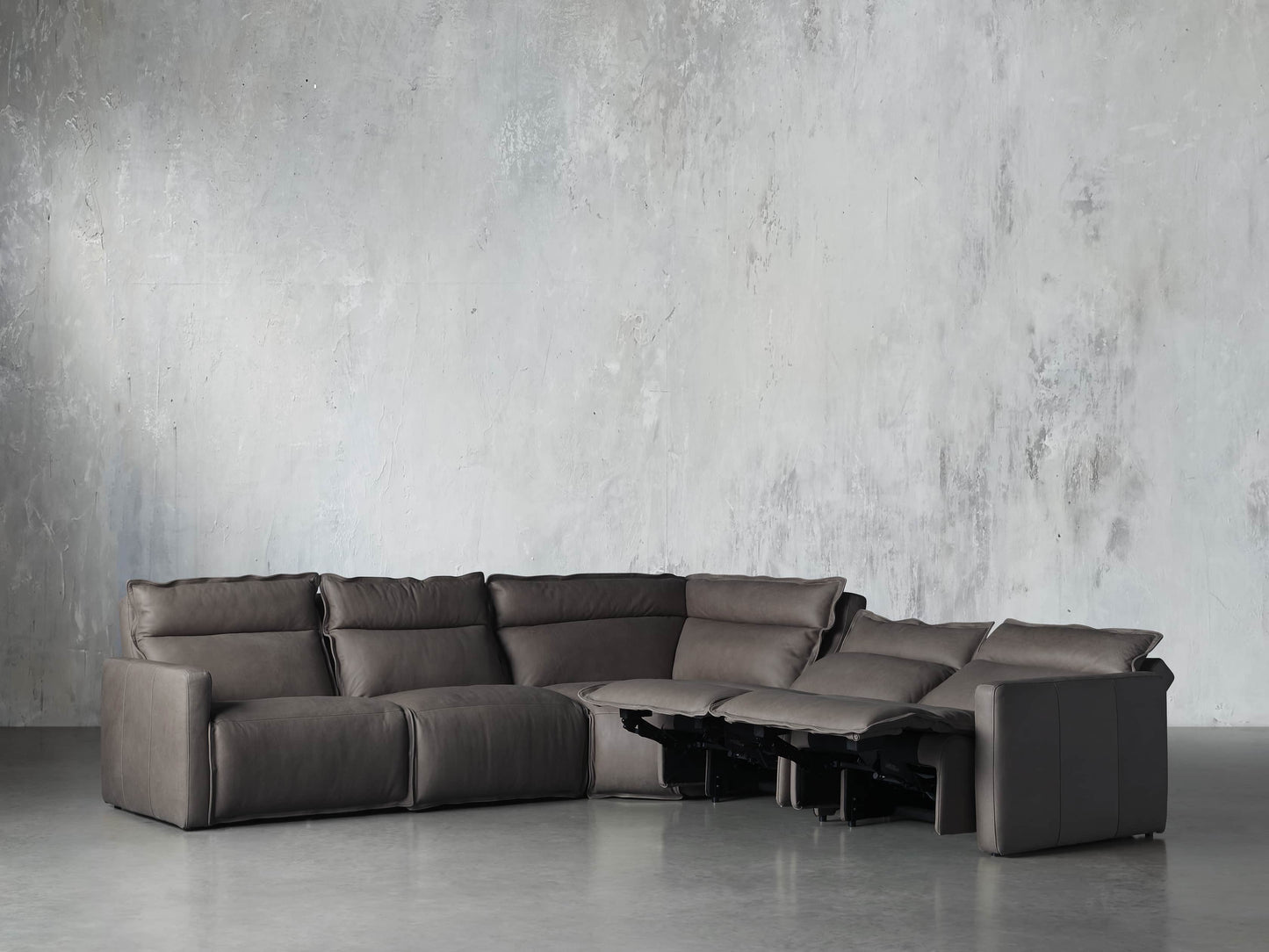 Rowland Leather Five-Piece Motion Corner Sectional