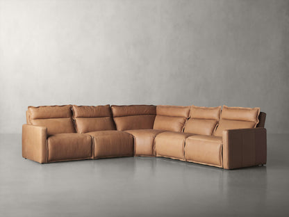Rowland Leather Five-Piece Motion Corner Sectional