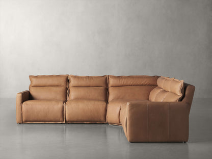 Rowland Leather Five-Piece Motion Corner Sectional