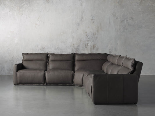 Rowland Leather Six-Piece Motion Sectional