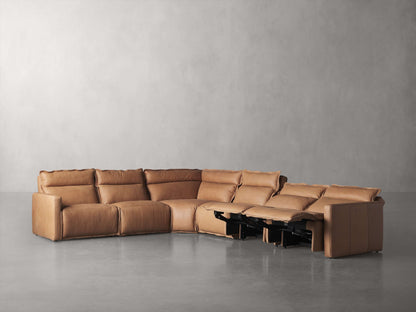 Rowland Leather Six-Piece Motion Sectional