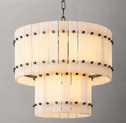 San Marco Alabaster Round Tiered Chandelier 22"