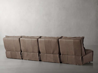 Rowland Leather Four-Piece Armless Motion Modular Sofa