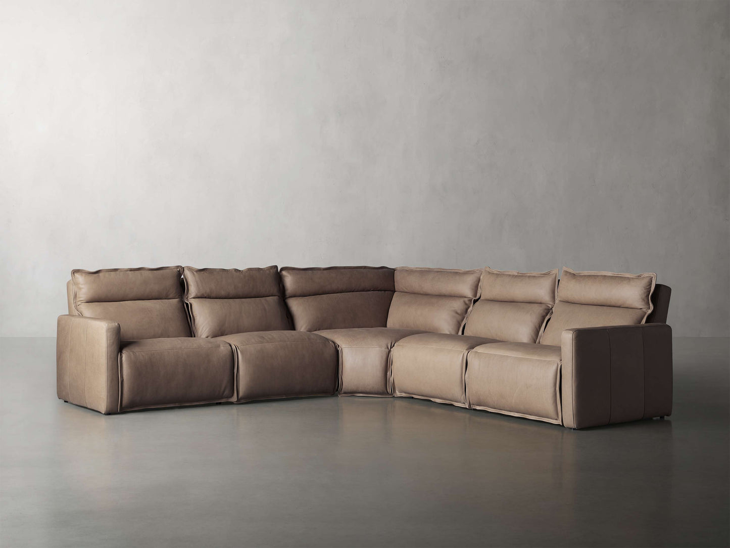 Rowland Leather Five-Piece Motion Corner Sectional