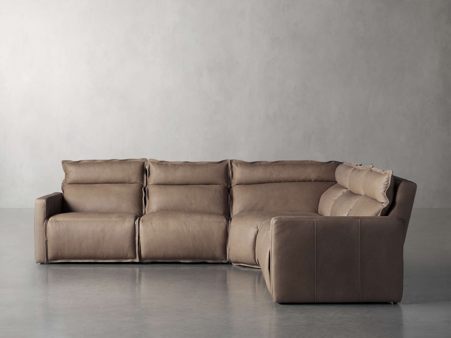 Rowland Leather Five-Piece Motion Corner Sectional