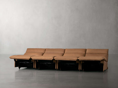 Rowland Tailored Leather Four-Piece Armless Motion Modular Sofa