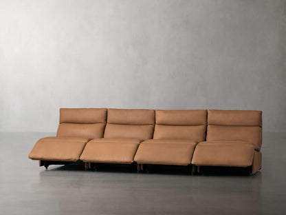 Rowland Tailored Leather Four-Piece Armless Motion Modular Sofa