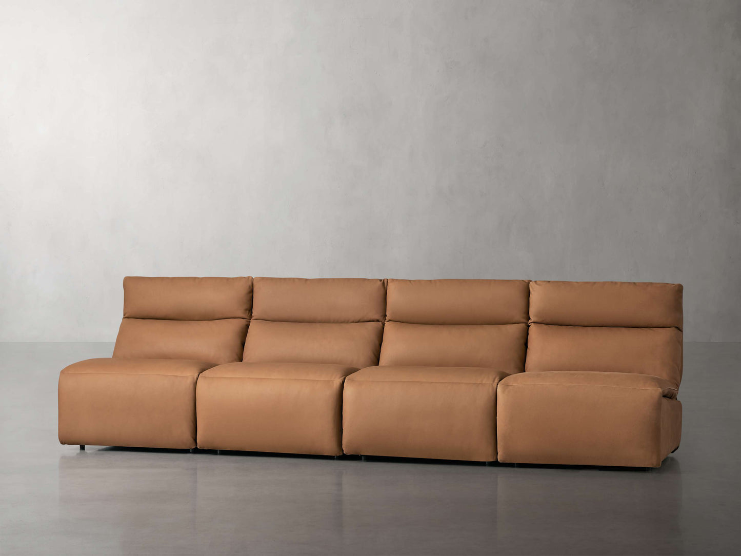 Rowland Tailored Leather Four-Piece Armless Motion Modular Sofa