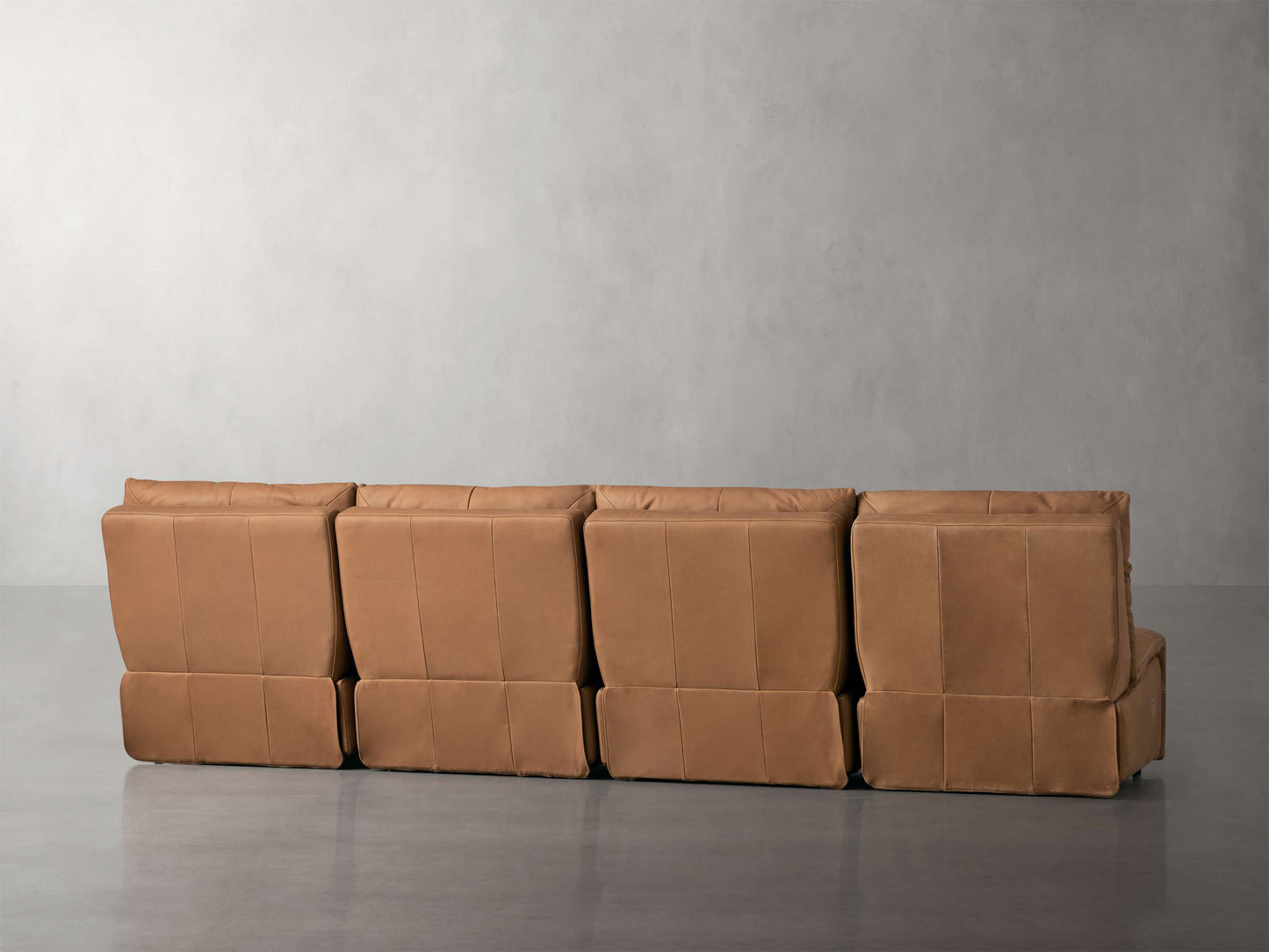 Rowland Tailored Leather Four-Piece Armless Motion Modular Sofa