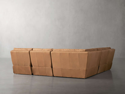 Rowland Tailored Leather Five-Piece Armless Motion Corner Sectional