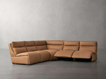 Rowland Tailored Leather Five-Piece Armless Motion Corner Sectional