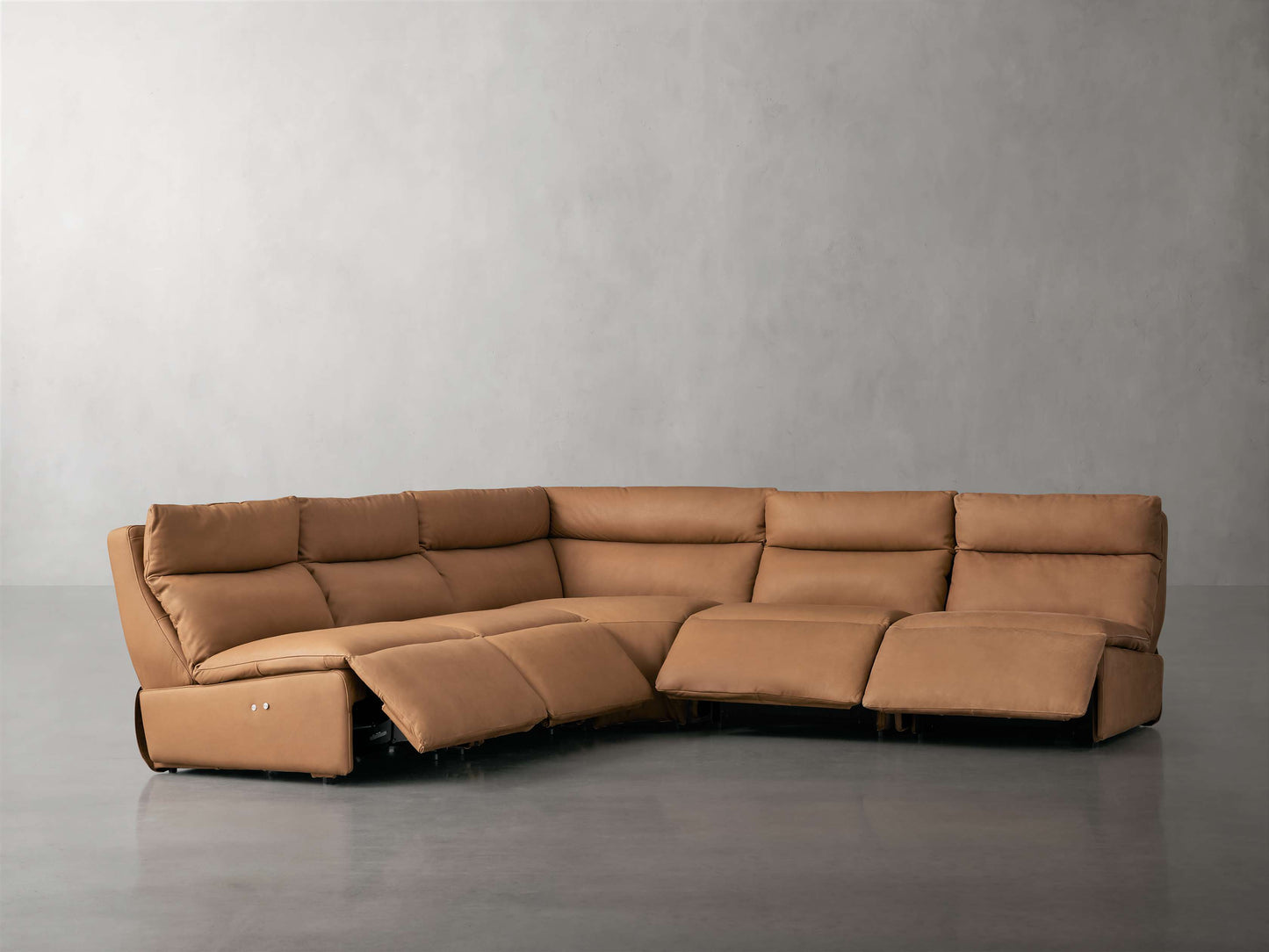 Rowland Tailored Leather Five-Piece Armless Motion Corner Sectional