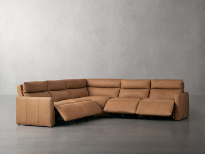 Rowland Tailored Leather Five-Piece Motion Corner Sectional