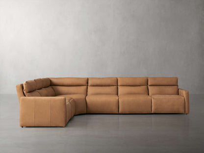 Rowland Tailored Leather Six-Piece Motion Sectional