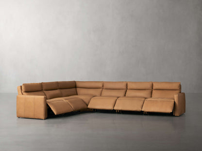 Rowland Tailored Leather Six-Piece Motion Sectional