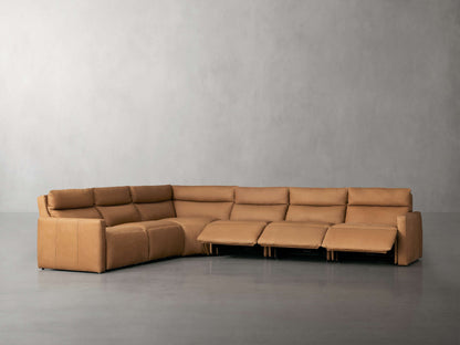 Rowland Tailored Leather Six-Piece Motion Sectional