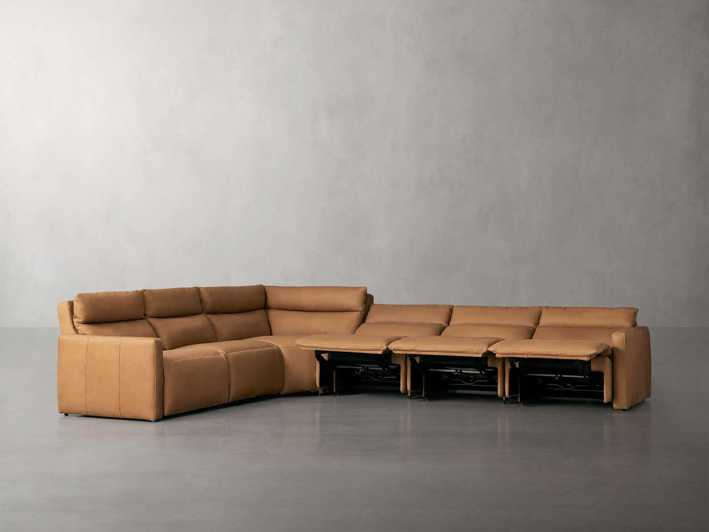 Rowland Tailored Leather Six-Piece Motion Sectional