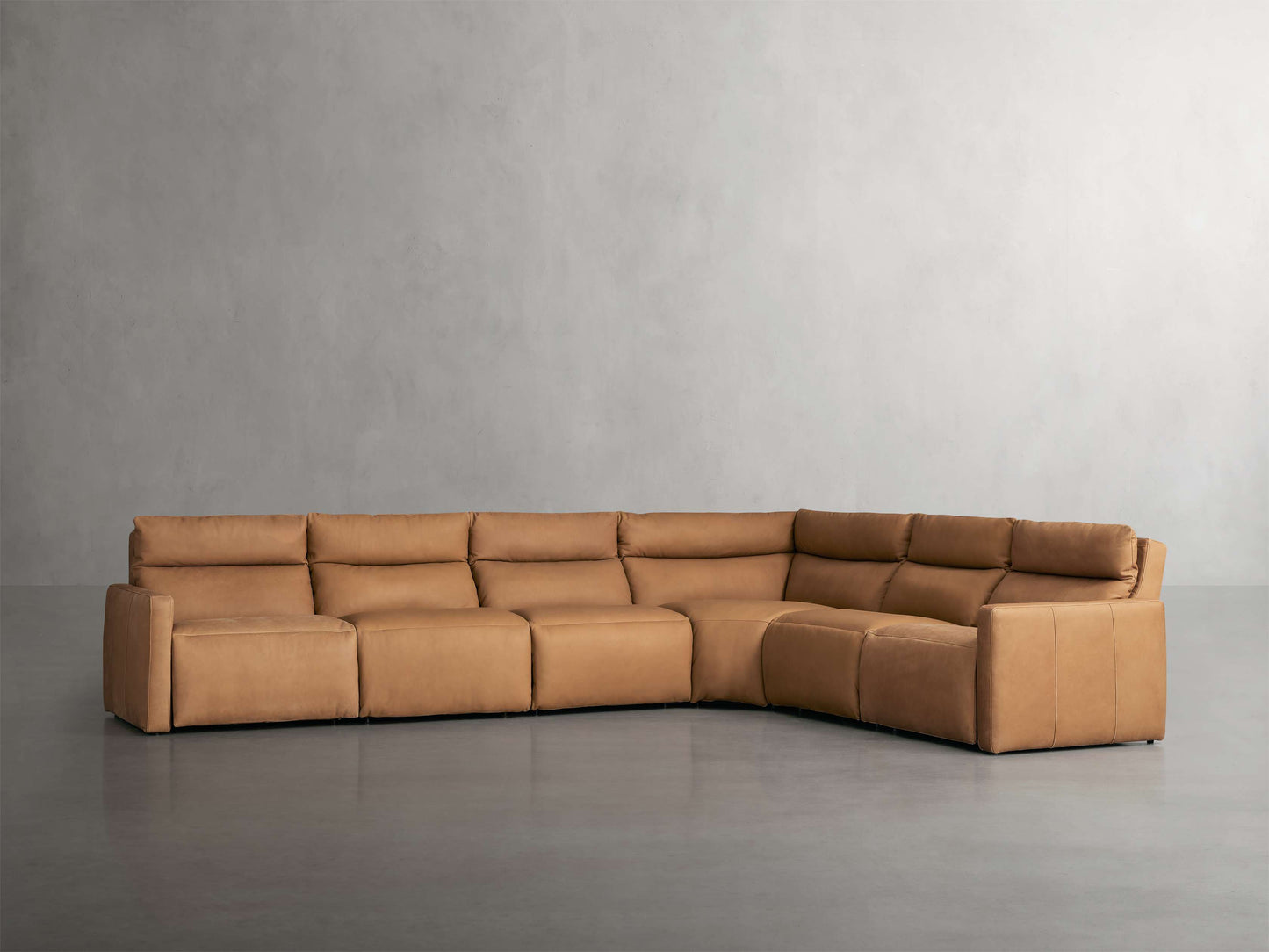 Rowland Tailored Leather Six-Piece Motion Sectional