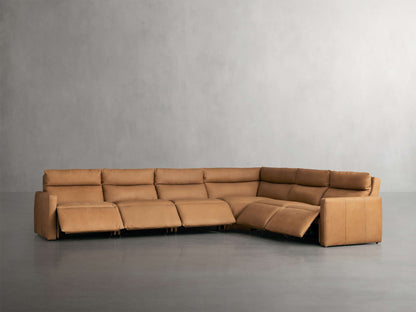 Rowland Tailored Leather Six-Piece Motion Sectional