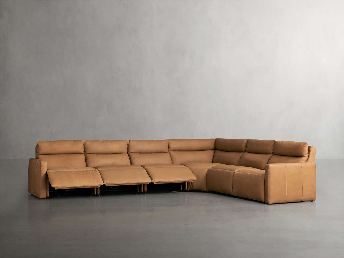 Rowland Tailored Leather Six-Piece Motion Sectional