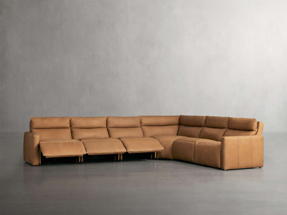 Rowland Tailored Leather Six-Piece Motion Sectional