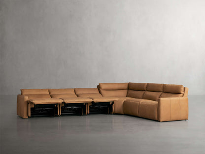 Rowland Tailored Leather Six-Piece Motion Sectional
