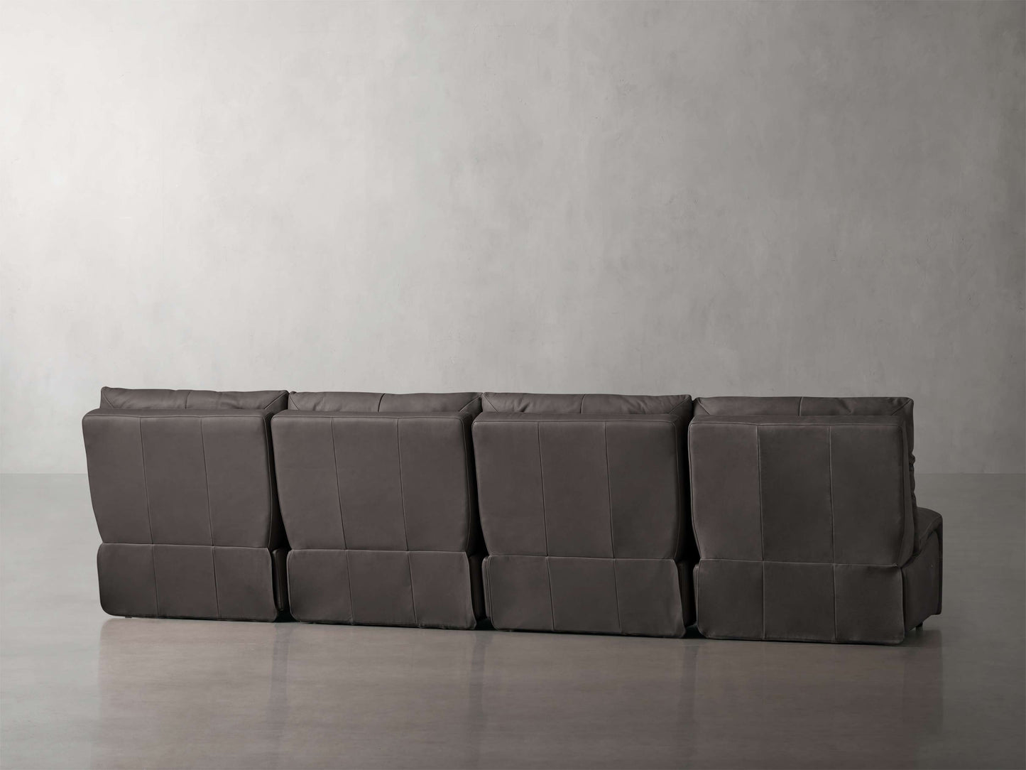 Rowland Tailored Leather Four-Piece Armless Motion Modular Sofa