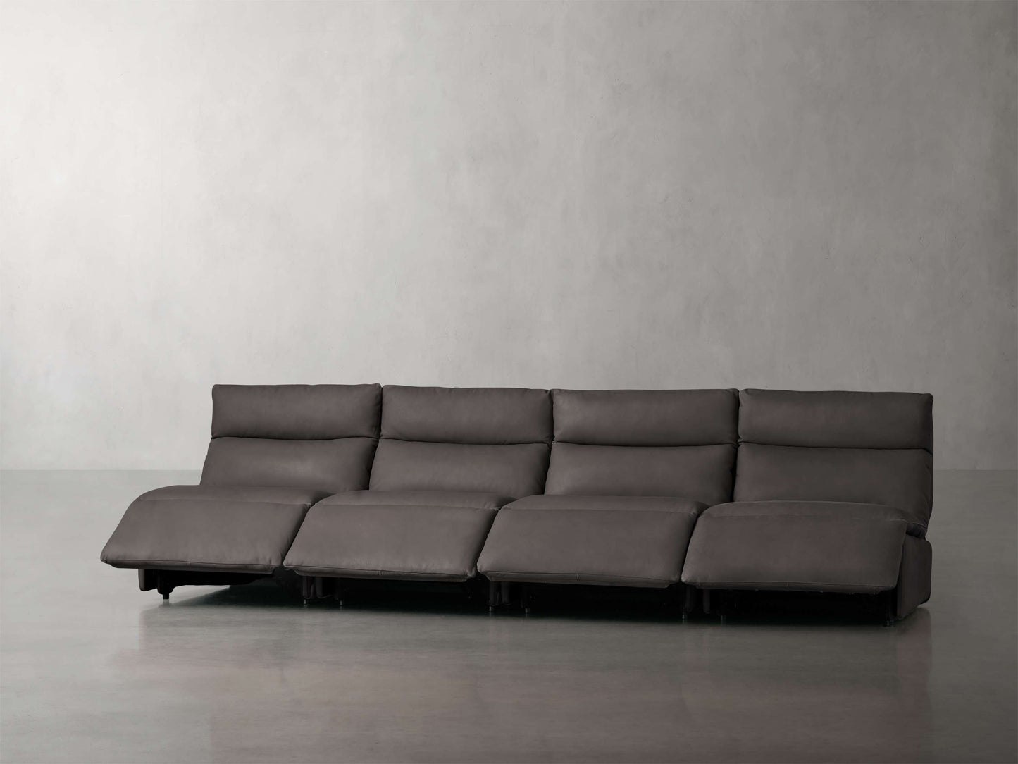 Rowland Tailored Leather Four-Piece Armless Motion Modular Sofa