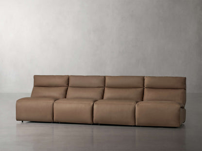 Rowland Tailored Leather Four-Piece Armless Motion Modular Sofa