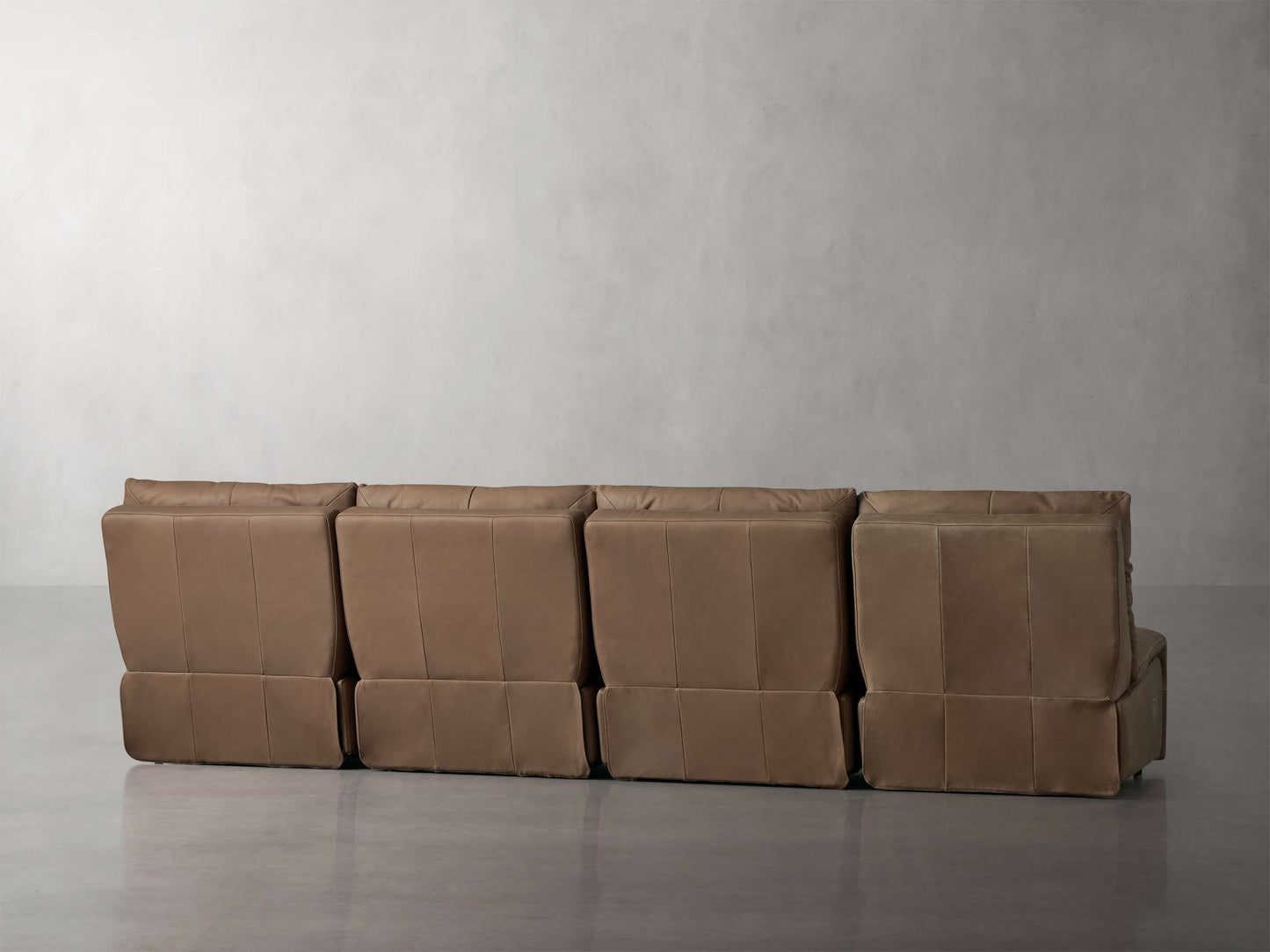 Rowland Tailored Leather Four-Piece Armless Motion Modular Sofa