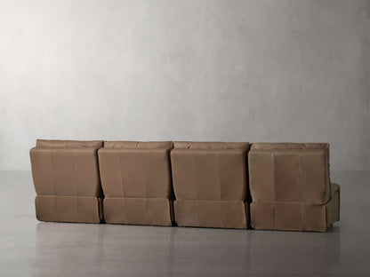 Rowland Tailored Leather Four-Piece Armless Motion Modular Sofa
