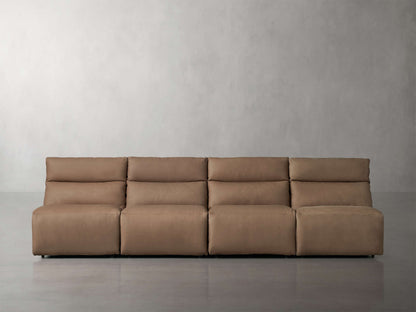 Rowland Tailored Leather Four-Piece Armless Motion Modular Sofa
