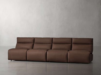 Rowland Tailored Leather Four-Piece Armless Motion Modular Sofa